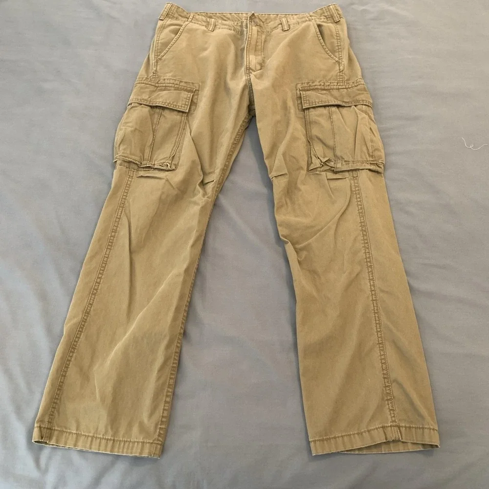 Levi's Cargo Pants Mens 34x30 Beige Cotton Loose Fit Canvas Workwear Utility